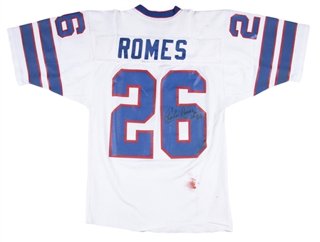 1980s Mid Charles Romes Game Used & Signed Buffalo Bills White Jersey (Beckett)